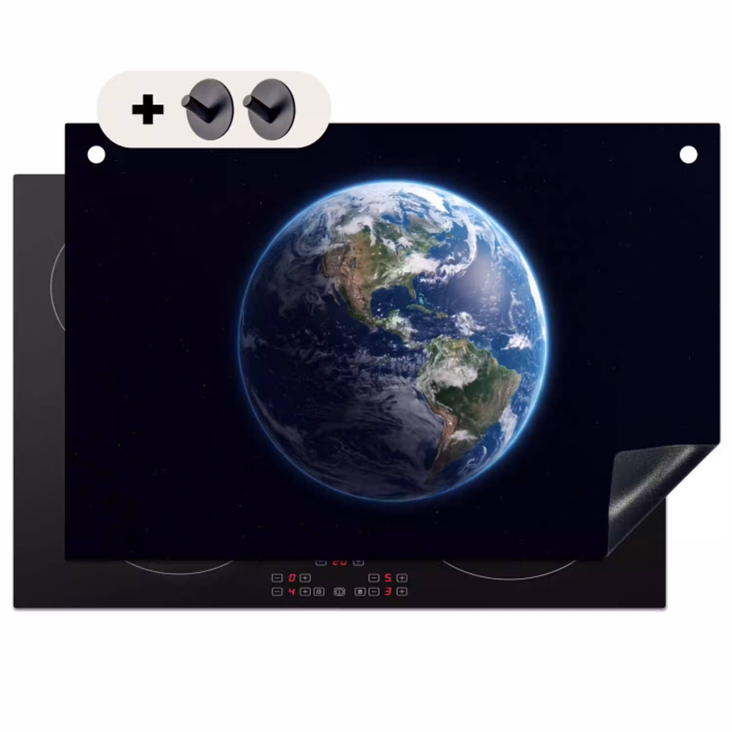 Aarde - Ruimte - Kosmos Inductie beschemer met haakjes klein -3d
