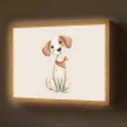Hond - Pup - Beige Light Box met batterij (Wandlamp) middel -z3d_website