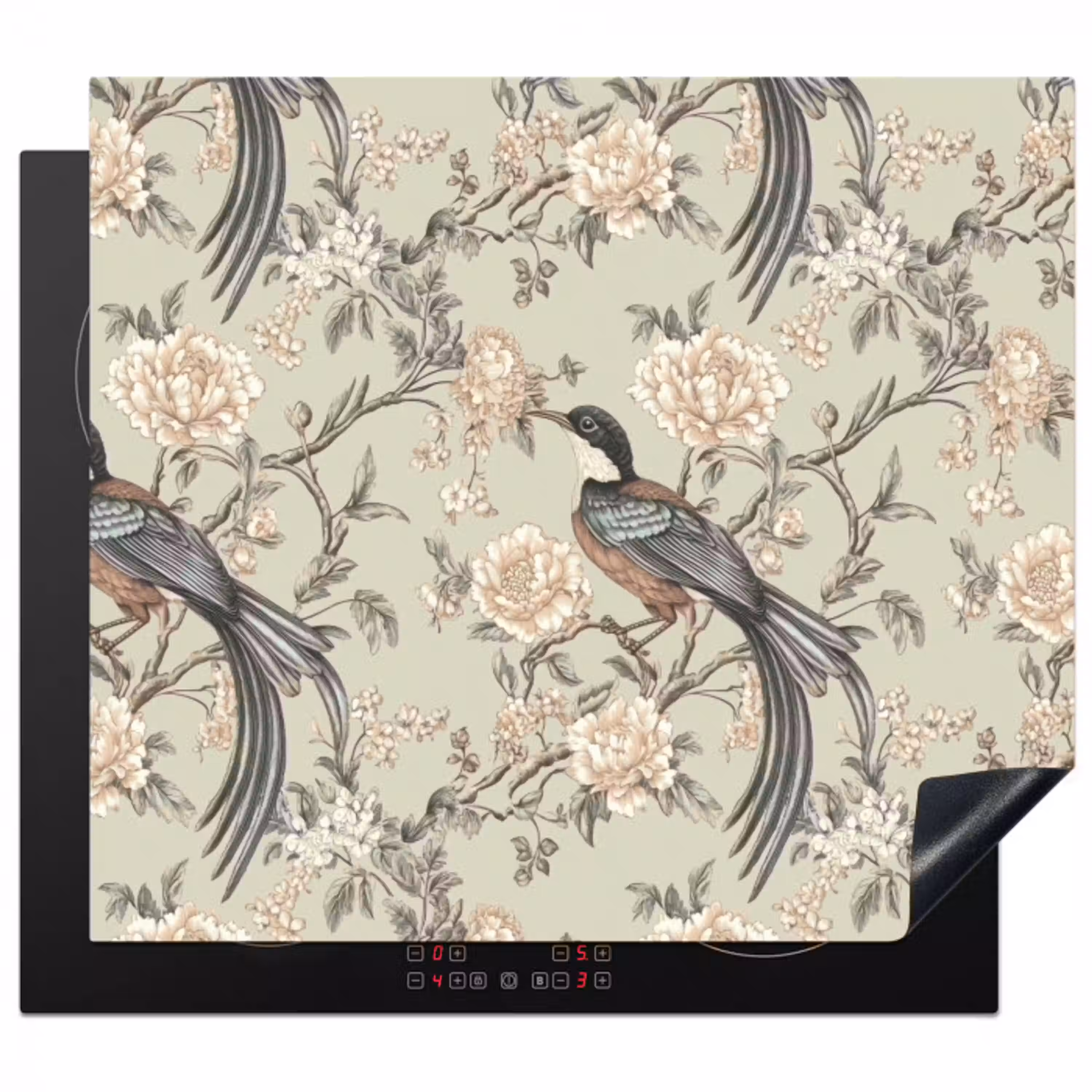 Bloem - Vogel - Kleurrijk Inductie beschermer vinyl 3mm middel 274 -3d