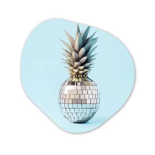 Blauw - Ananas - Disco - Discobal Wandcirkel Organisch Forex 3mm klein -3d