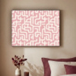 Doolhofpatroon - Roze - Wit - Abstract Textielframe zwart klein 947 -sfeer1
