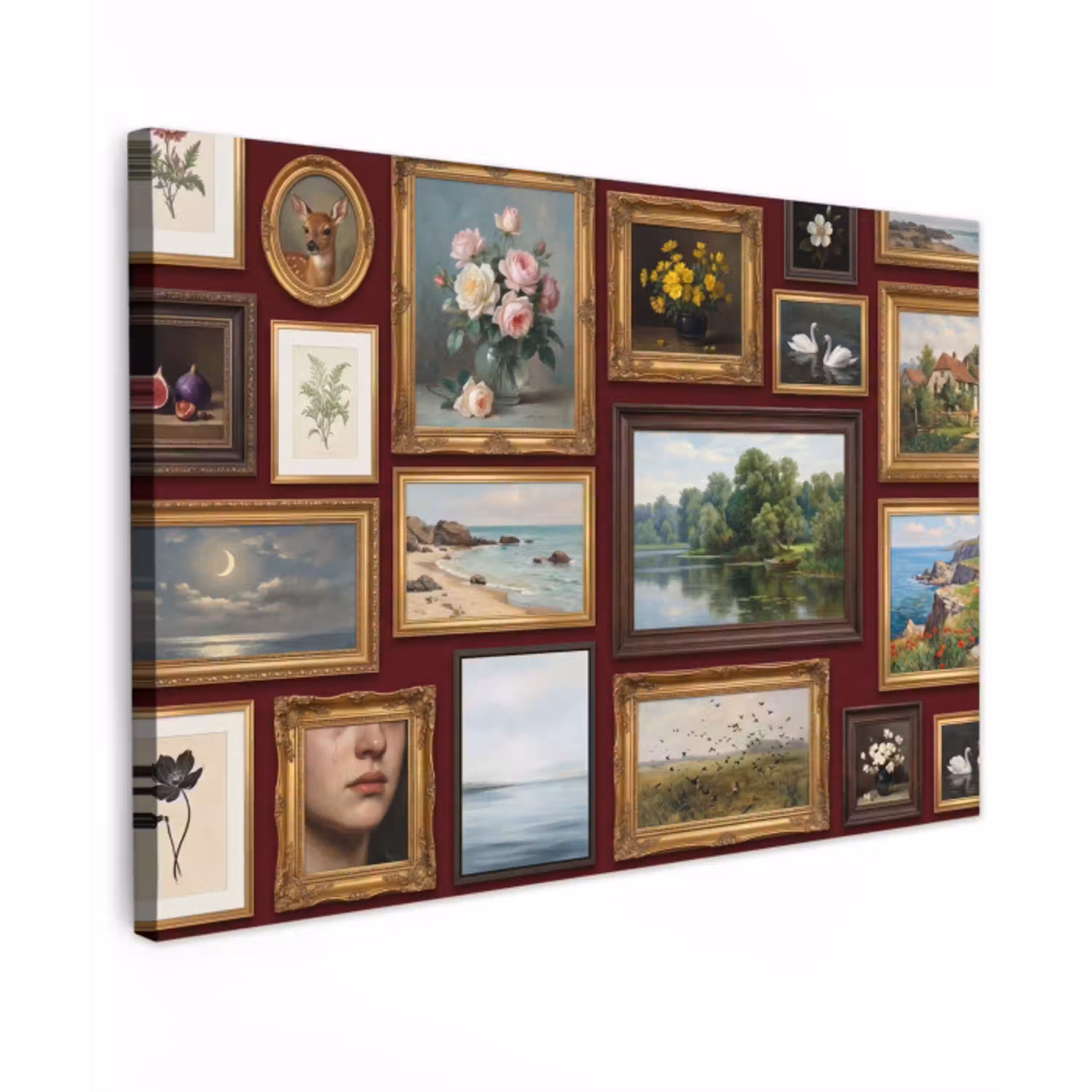 Bloemen - Vaas - Klassiek - Kunst - Rood canvas 2cm klein -z3d