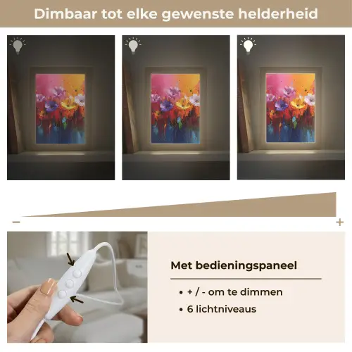 Fantasiebloemen - Verf - Speels Light Box met kabel (Tafellamp) klein -USP_dimbaarNL
