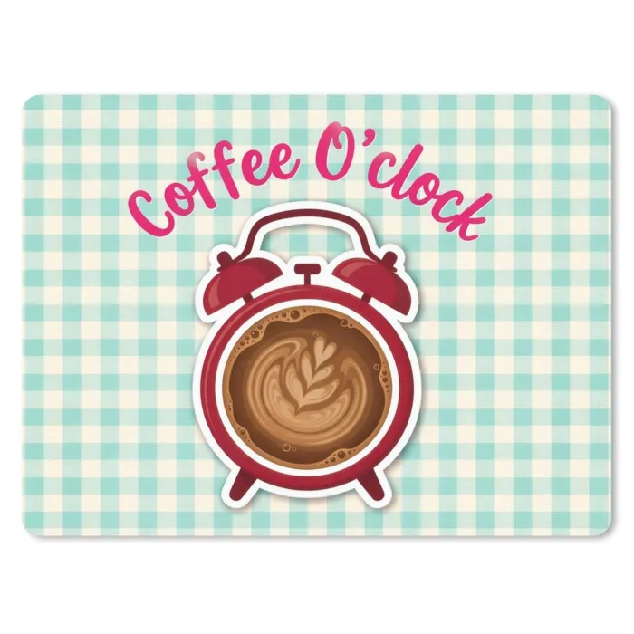 Koffie - Klok - Groen muismat rubber klein -3d