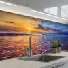 Zee - Strand - Zonsondergang - Wolken - Horizon keuken achterwand 2 middel -3d_schuin