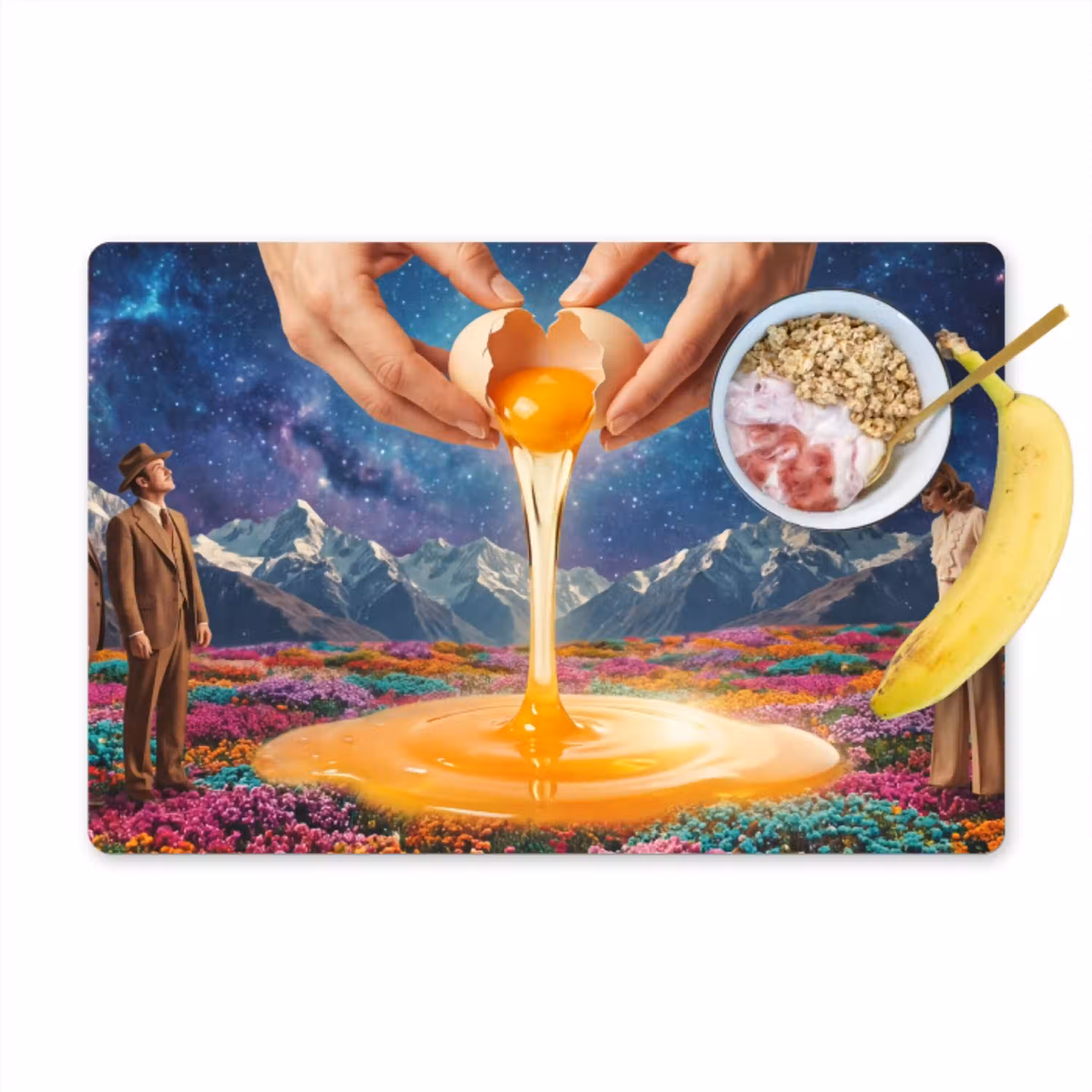 Handen - Ei - Surrealisme Placemat vinyl groot -zzzproduct_Kitchenyeah-website