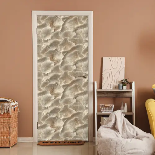 Waaierstructuren - Beige - Vezeltextuur deurposter klein 289 -sfeer1