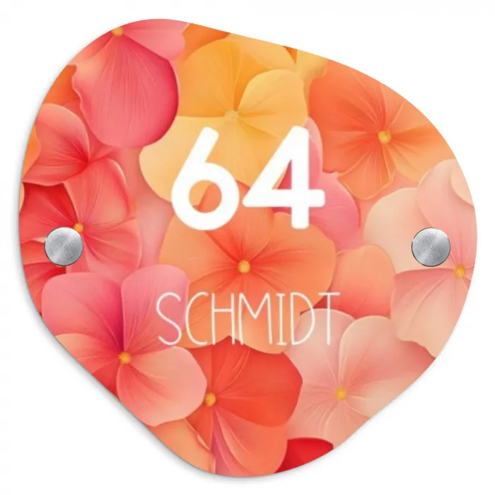 Oranje bloemenmix - Modern Naambord Organisch middel -3d