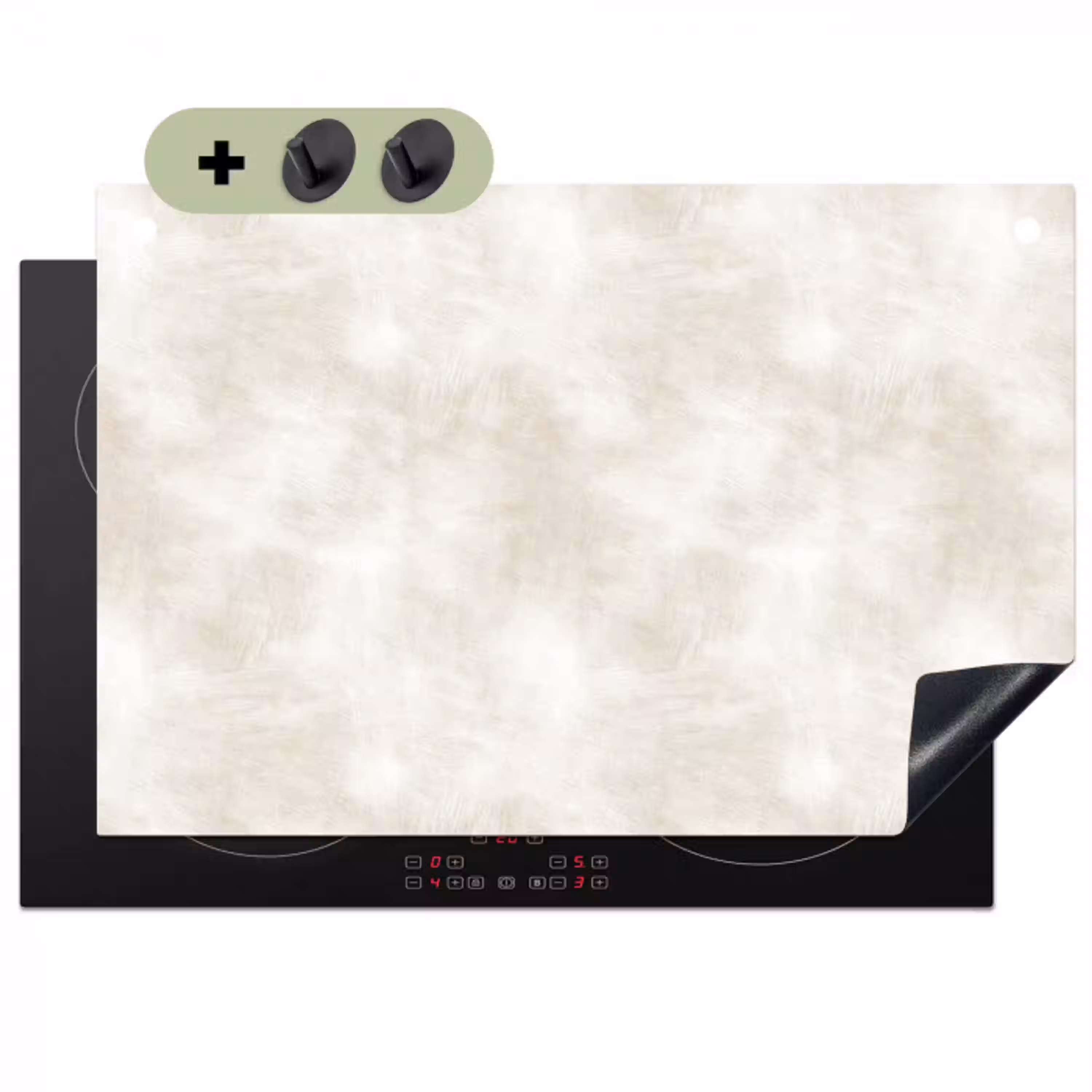 Subtiel - Structuur - Beige Inductie beschemer met haakjes klein 777 -3d