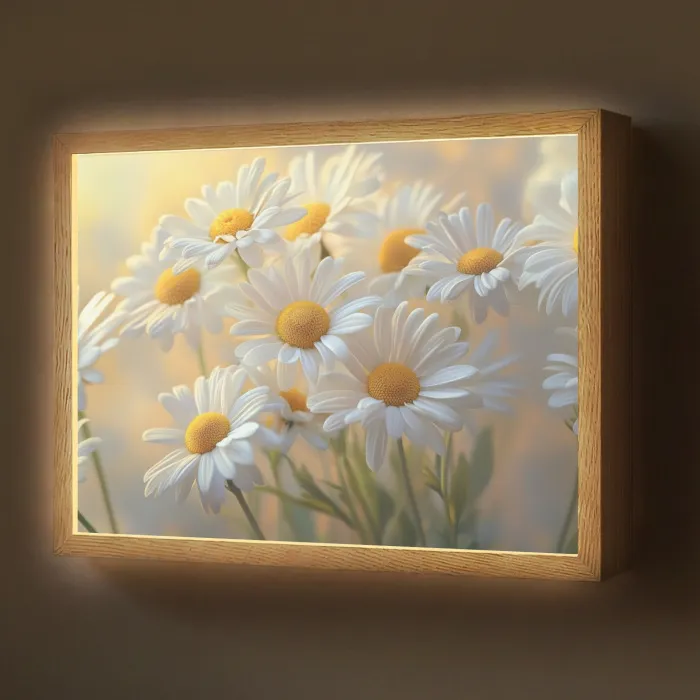 Madeliefjes - Wit - Zonlicht Light Box met batterij (Wandlamp) middel -z3d_website