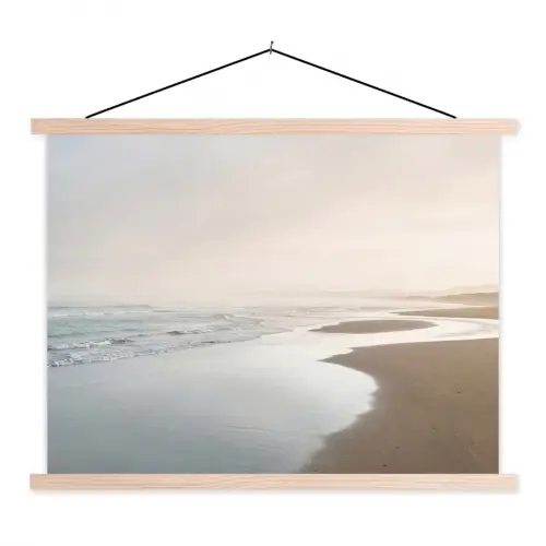 Kustlijn - Strand - Oceaan textielposter latten blank klein -3d