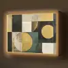 Abstract - Goud - Brons - Vormen - Geometrisch Light Box met batterij (Wandlamp) middel -z3d_website