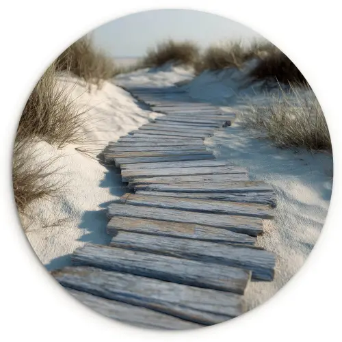 Pad - Planken - Duinen - Gras Wandcirkel plexiglas klein -3d