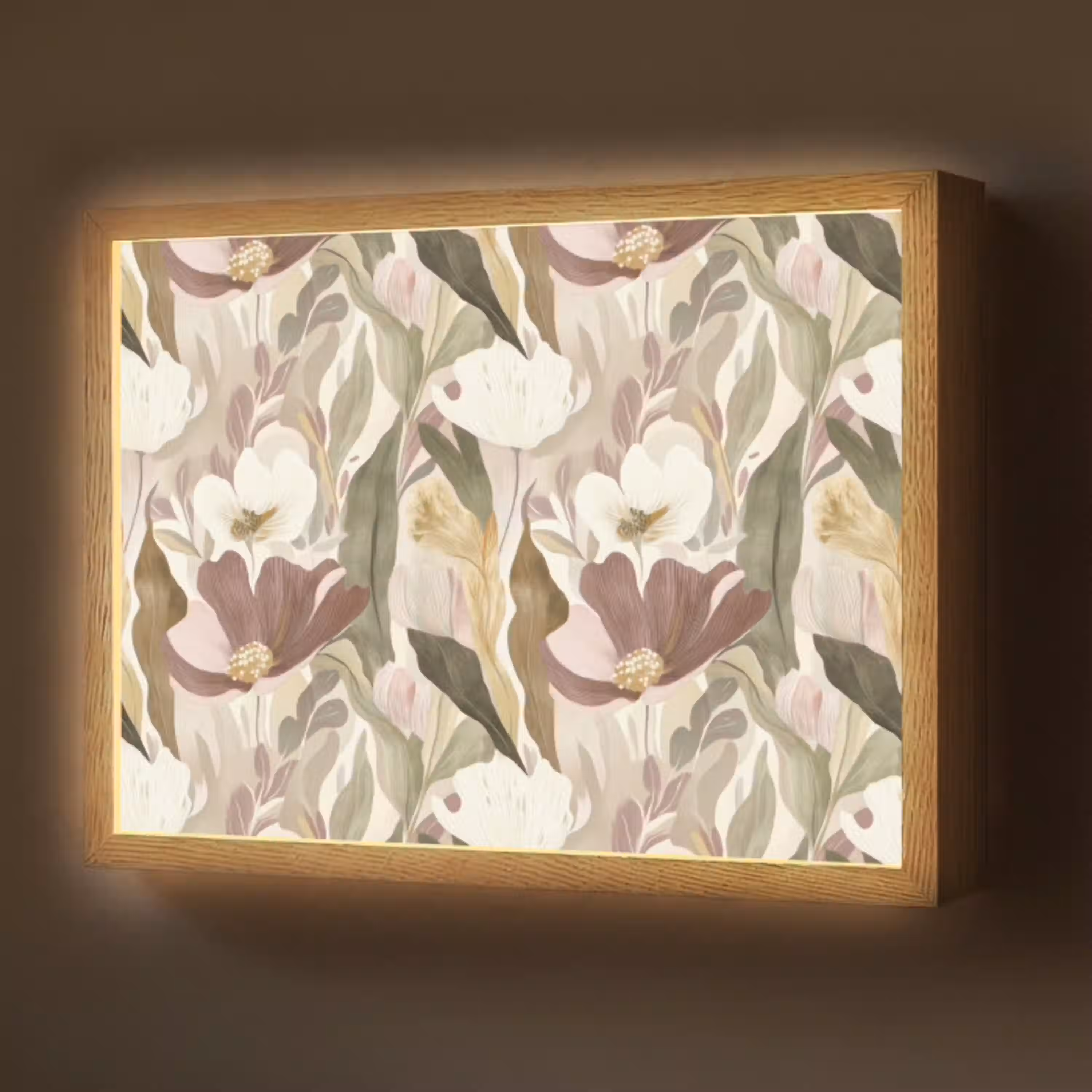 Bloemen - Aquarel - Kleurrijk Light Box met batterij (Wandlamp) middel 907 -z3d_website