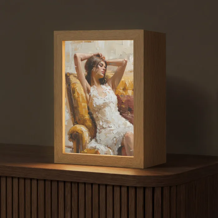 Vrouw - Kunst - Abstract - Modern Light Box met kabel (Tafellamp) klein -z3d_website