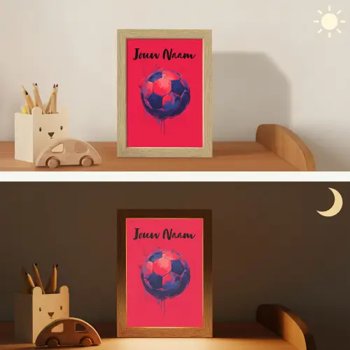 Rood - Voetbal - Abstract - Verfspatten Light Box met kabel (Kinderlampje) klein -sfeer3_kind