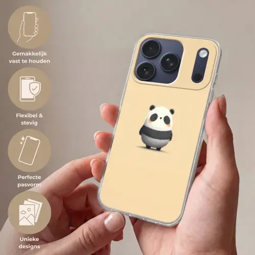 Panda - Beige - Minimalistisch Telefoonhoesje iPhone 17 Pro klein -sfeer3_NL