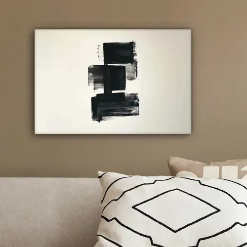 Rechthoeken - Penseelstreken - Abstract - Zwart canvas 2cm klein -sfeer3