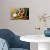Stilleven - Olijfolie - Knoflook - Kruiden poster papier klein -sfeer3