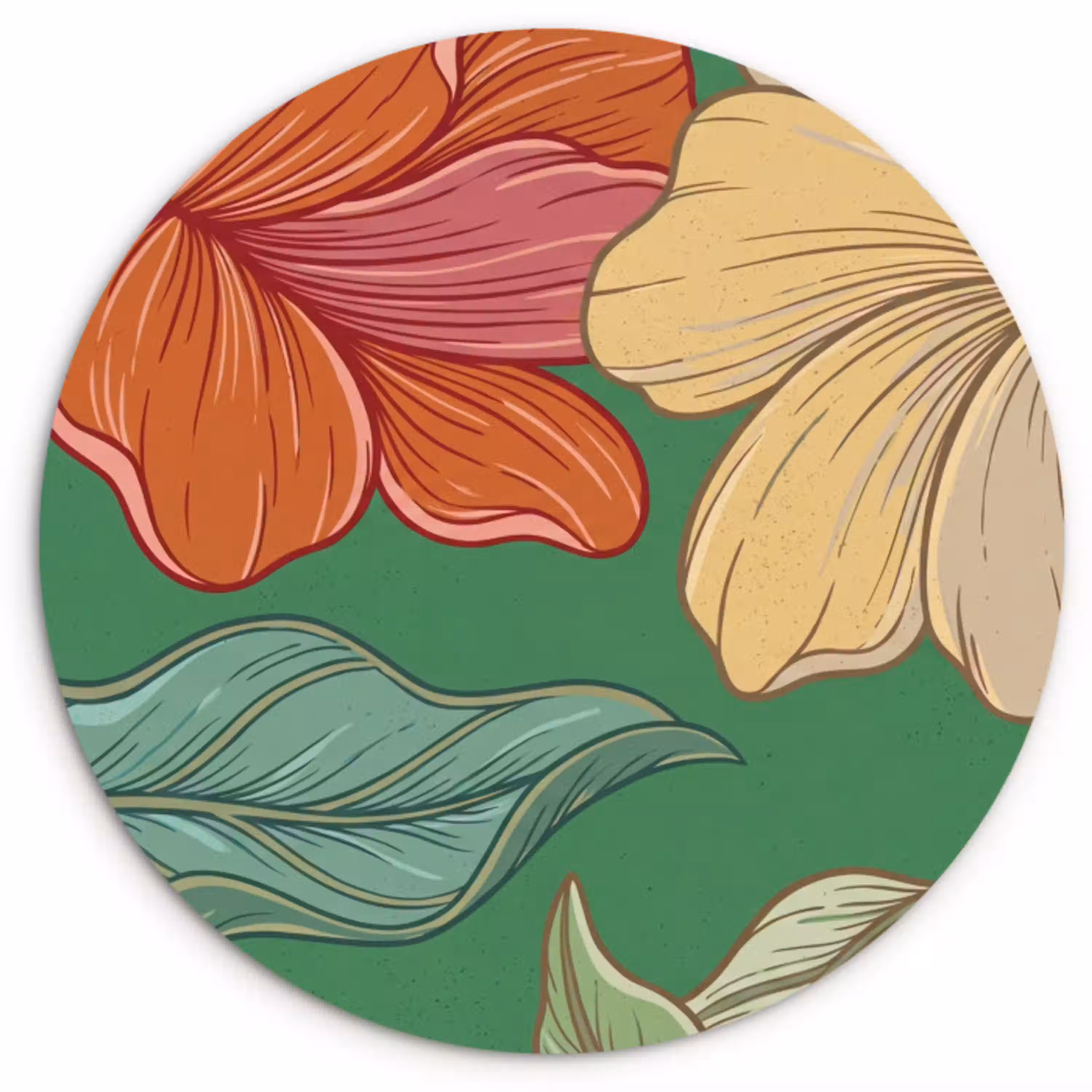 Bloemen - Groen - Illustratie Wandcirkel plexiglas klein -3d
