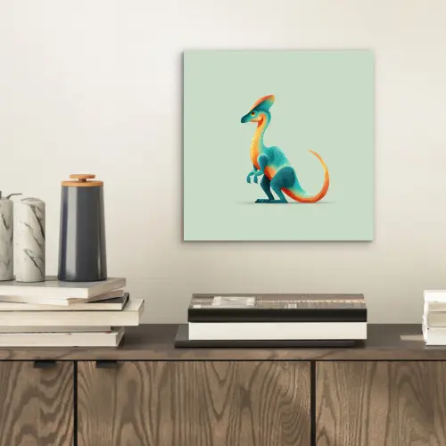 Staart - Dino - Minimalistisch - Blauw aluminium wit klein -sfeer1