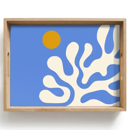 Minimalistisch - Organisch patroon - Blauw Dienblad Rechthoek middel -z3d_shopping
