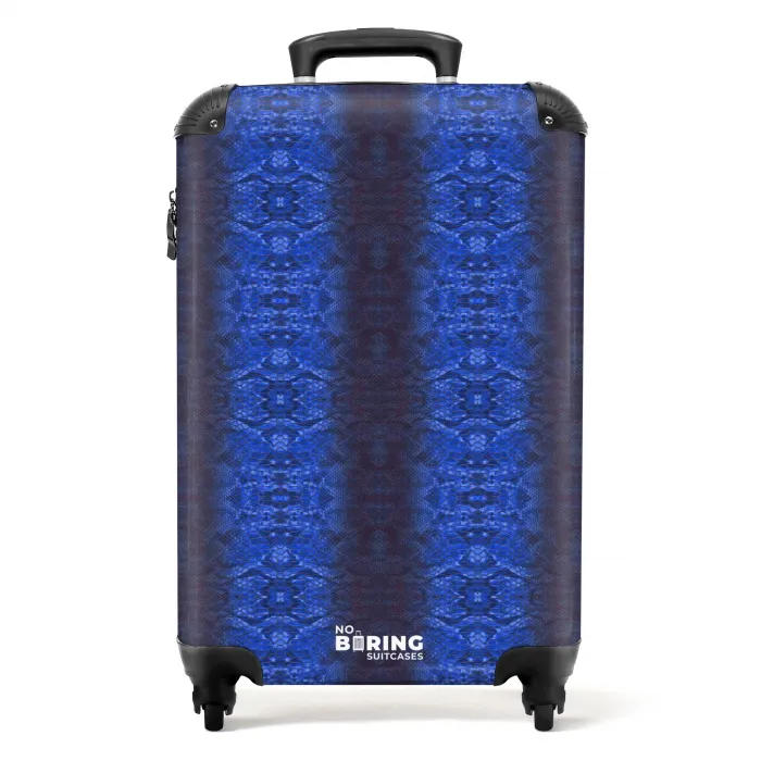 Donker blauw slangenhuid met symmetrische schubstructuur NBS - Handbagage koffer - Volwassenen Unisex middel -productfoto_recht