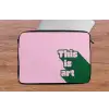 Groen - Teskt - This is art - Roze laptophoes neopreen klein -tafel
