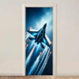 Straaljager - Blauw - Jongens deurposter klein -3d_beige