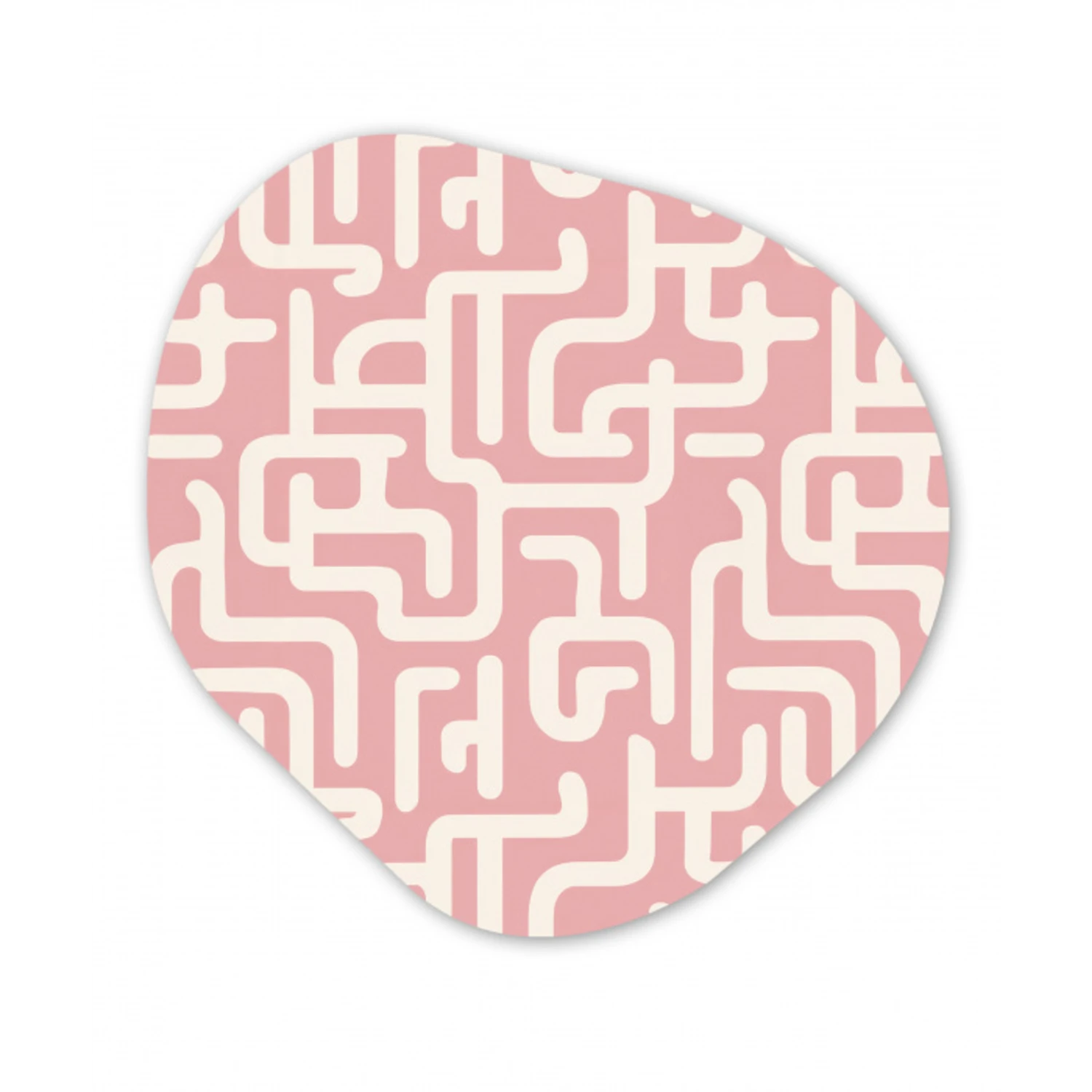 Doolhofpatroon - Roze - Wit - Abstract Wandcirkel Organisch Forex 3mm klein 629 -3d