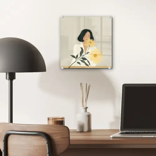 Vrouw - Bloem - Geel - Minimalistisch plexiglas 5mm klein -sfeer6