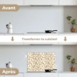 Modern - Abstract - Beige keuken achterwand spatscherm klein 900 -voor_na_FR