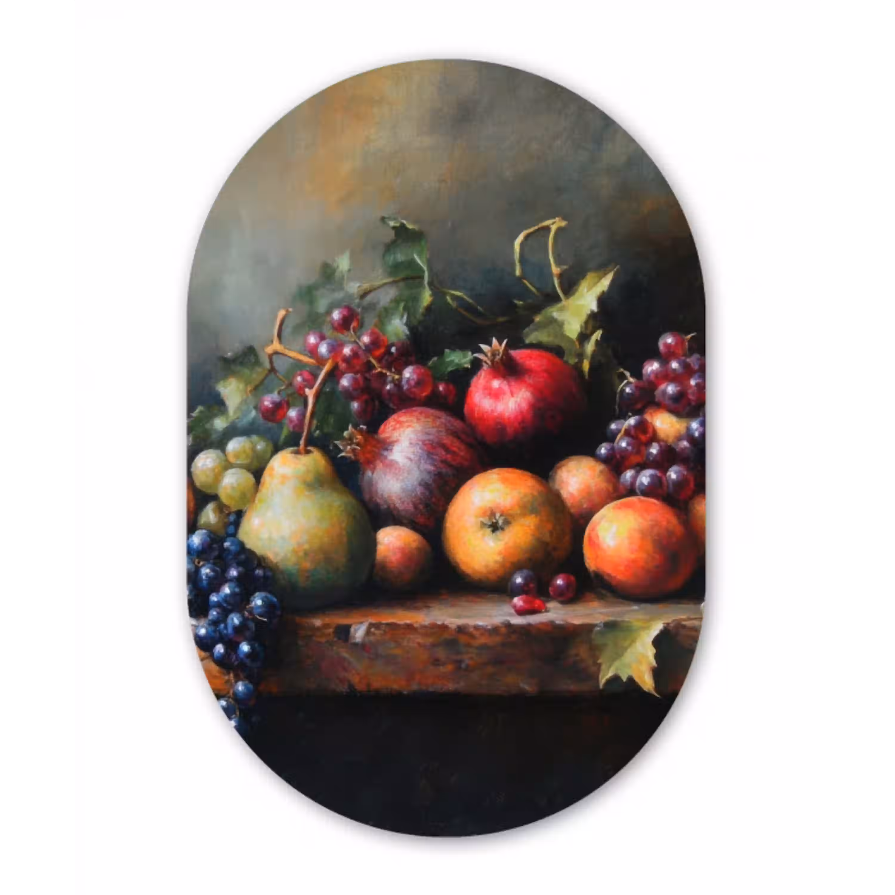 Rustiek - Stilleven - Fruit Wandcirkel Ovaal Forex klein -3d