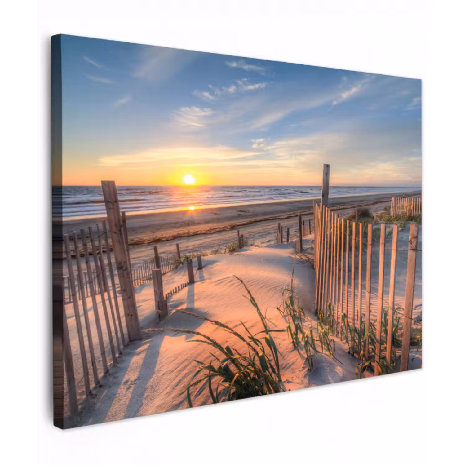 Canvas schilderij - Strand - Zee - Duin - Zonsondergang - Landschap