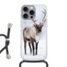 Rendier - Gewei - Toendra - Sneeuw - Wild Hoesje iPhone 16 Pro Max met koord klein -3d