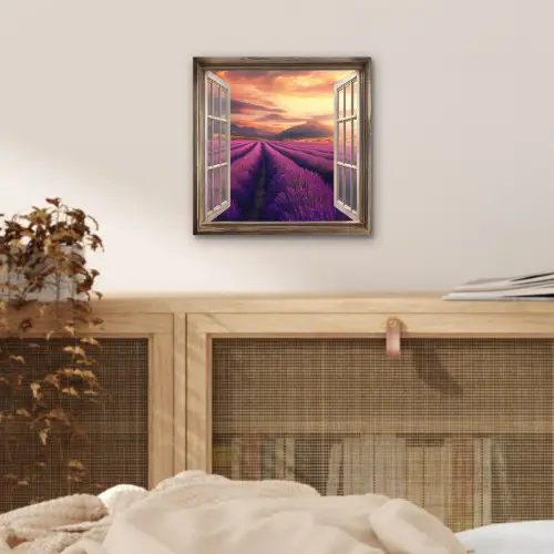Doorkijk - Lavendel - Landschap - Bloemen - Paars aluminium wit klein -sfeer3