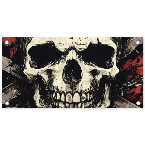 Schedel - Kettingen - Rood tuinposter los doek klein -3d