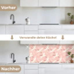 Kraanvogels - Bloesem - Roze keuken achterwand 2 middel 871 -voor-na_DE