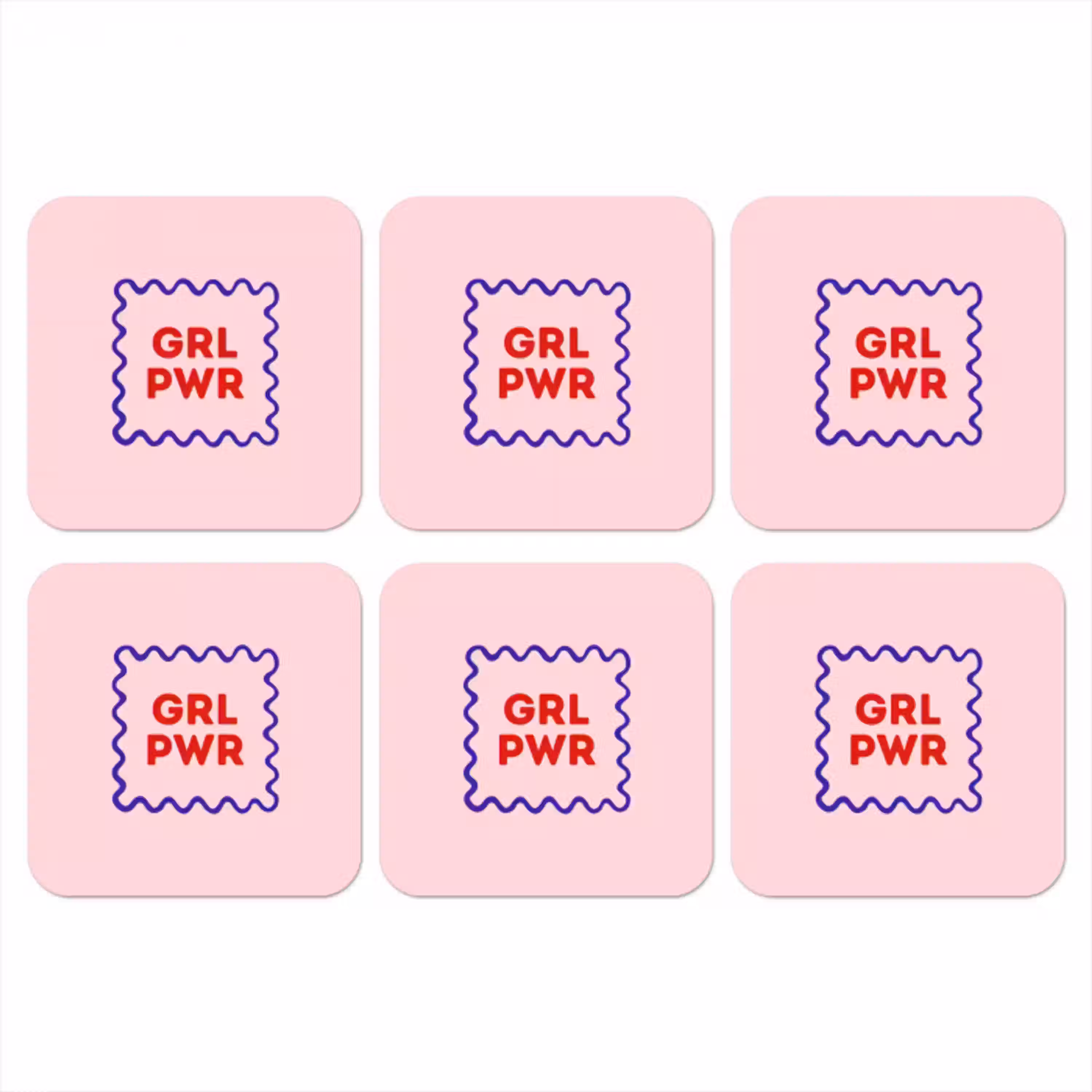 Grl pwr - Roze - Kader onderzetter kurk middel -3d