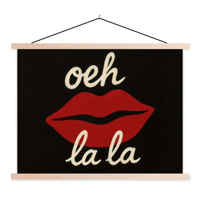 Lip - Rood - Quote textielposter latten blank klein -3d