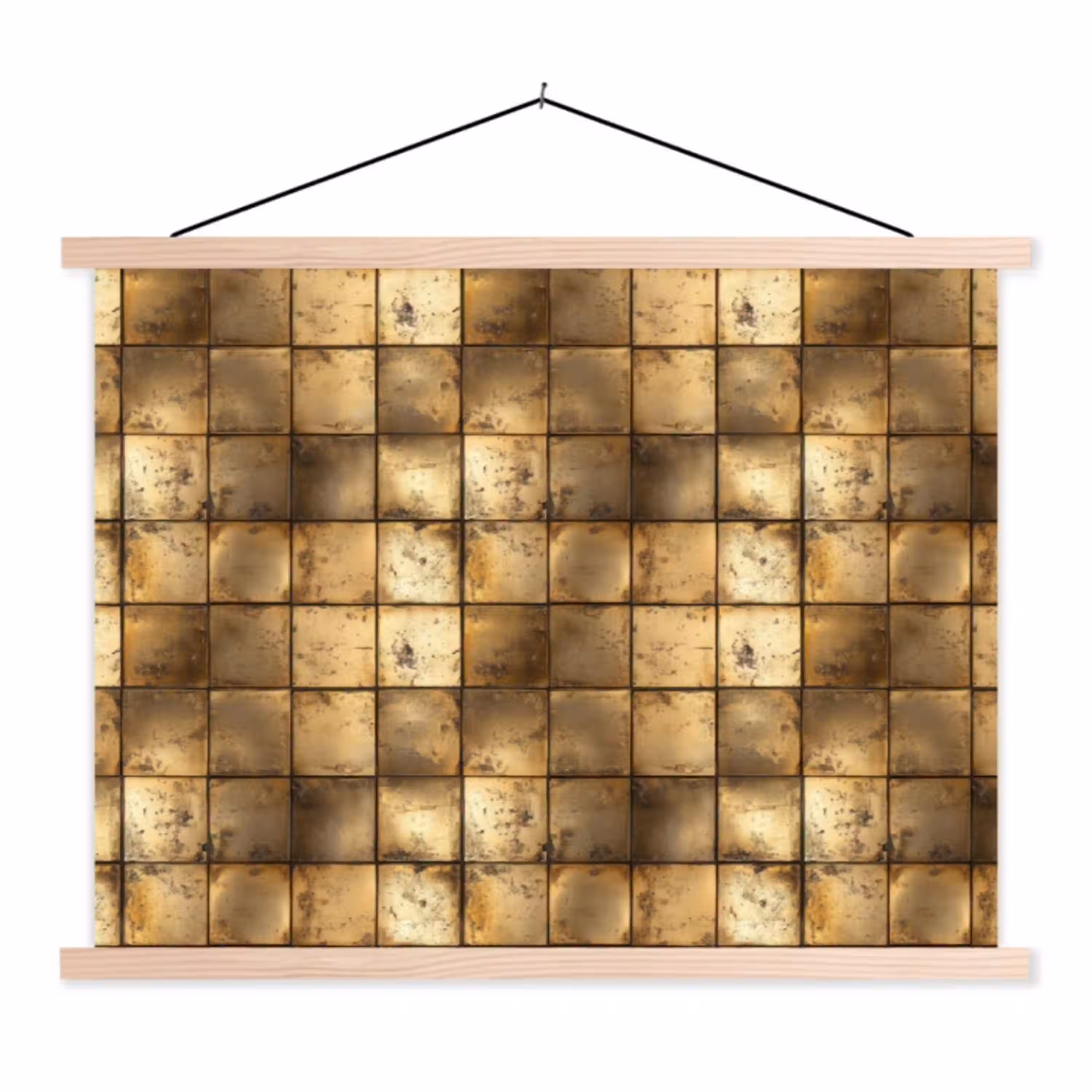 Geometrisch - Tegels - Goud textielposter latten blank klein 122 -3d