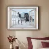 Doorkijk - Paarden - Winter - Dieren - Natuur - Wit Textielframe zwart klein -sfeer1