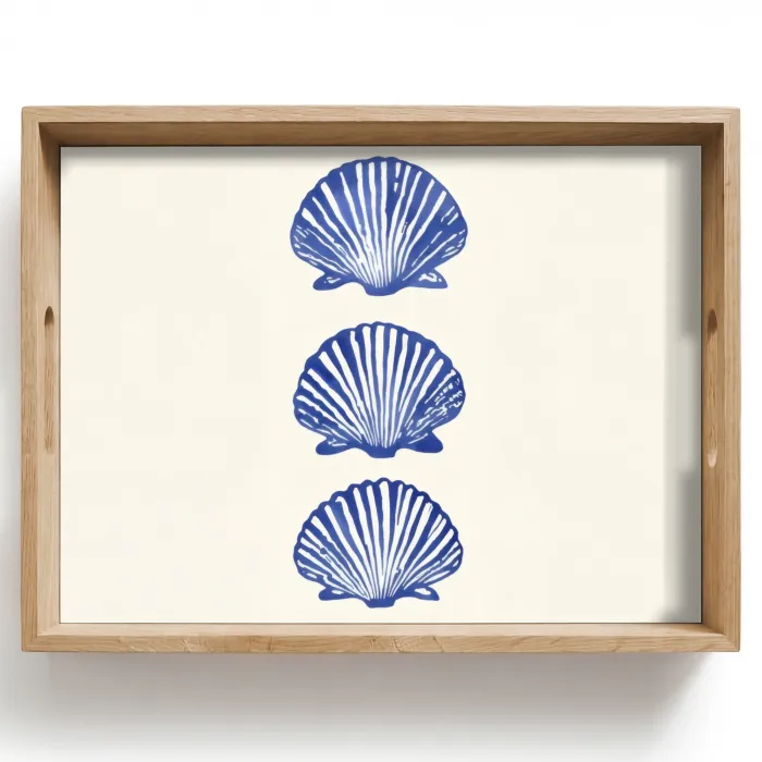 Schelpen - Blauw - Patroon Dienblad Rechthoek middel -z3d_shopping