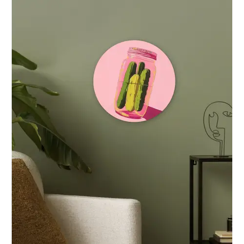 Augurken - Pot - Schaduw - Roze Wandcirkel plexiglas klein -sfeer3