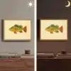 Schubben - Vis - Groen - Illustratie Light Box met batterij (Wandlamp) middel -sfeer3