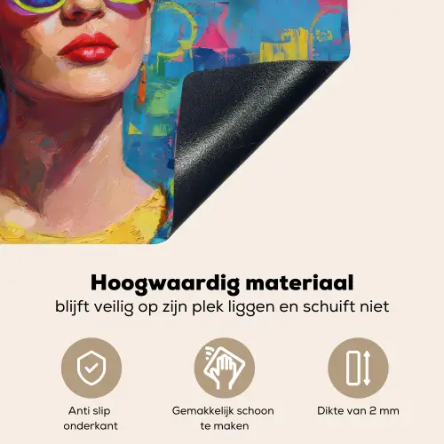 Vrolijk portret - Vrouw - Bloemenkroon Inductie beschemer met haakjes middel -ky-onderkant-nl
