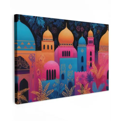 Kleurrijk - Stad - Nacht canvas 2cm klein -z3d