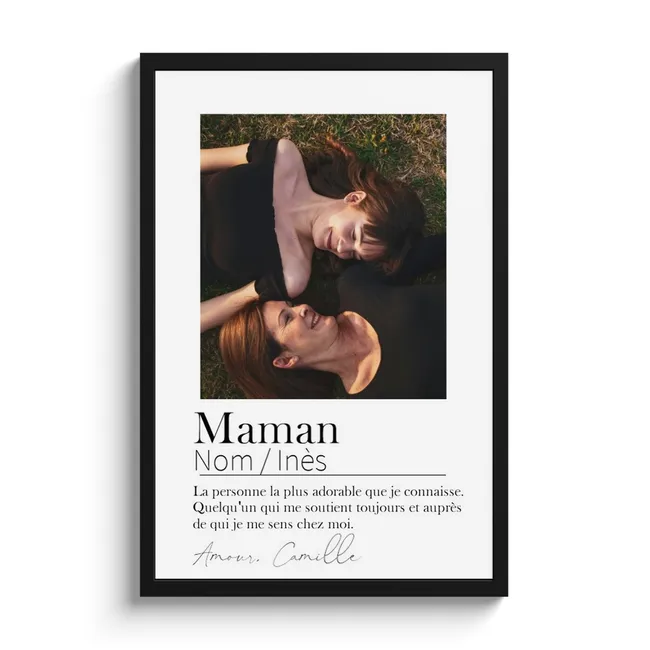 Affiche encadrée - Maman signification seule photo