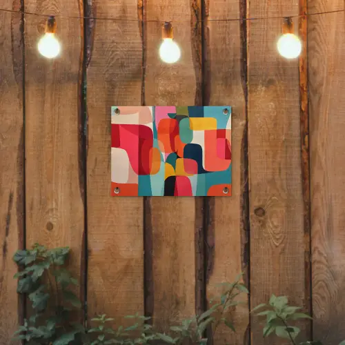 Vormen - Kleurrijk - Abstract - Vlakken tuinposter los doek klein -sfeer1