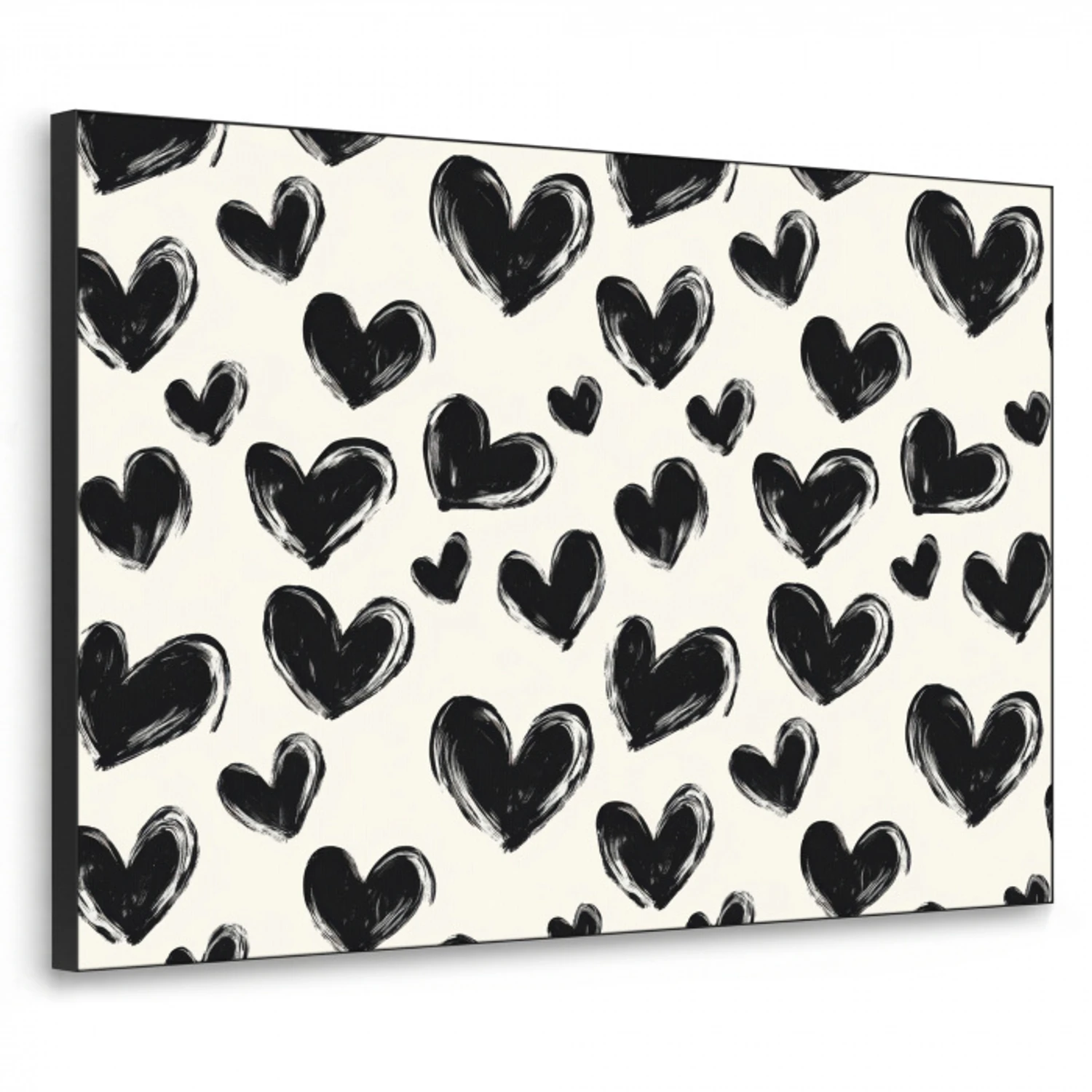Hartjes - Patroon - Zwart Textielframe zwart klein 947 -3d
